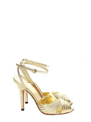 Sandales à talon et bride cheville en cuir doré NEUVES Px boutique 500€ Taille 40 — photo 1
