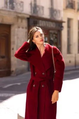 Paloma Wrap Coat - Bordeaux — photo 5