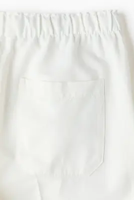 Pantalon en lin mélangé avec cordon de serrage - Blanc — photo 4