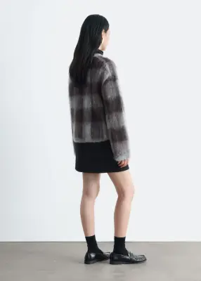 Pull en mohair mélangé - Gris/À carreaux — photo 5