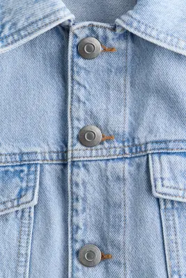 Veste en denim avec détail brodé - Bleu denim clair — photo 4