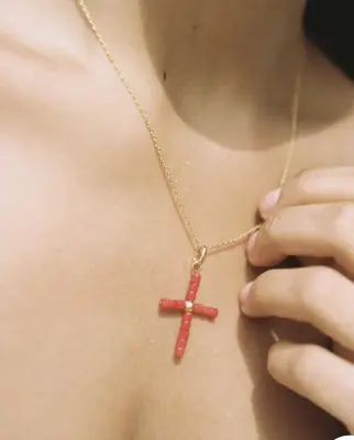 Nouveau ! ALHAJA Pendentif Croix Corail — photo 2