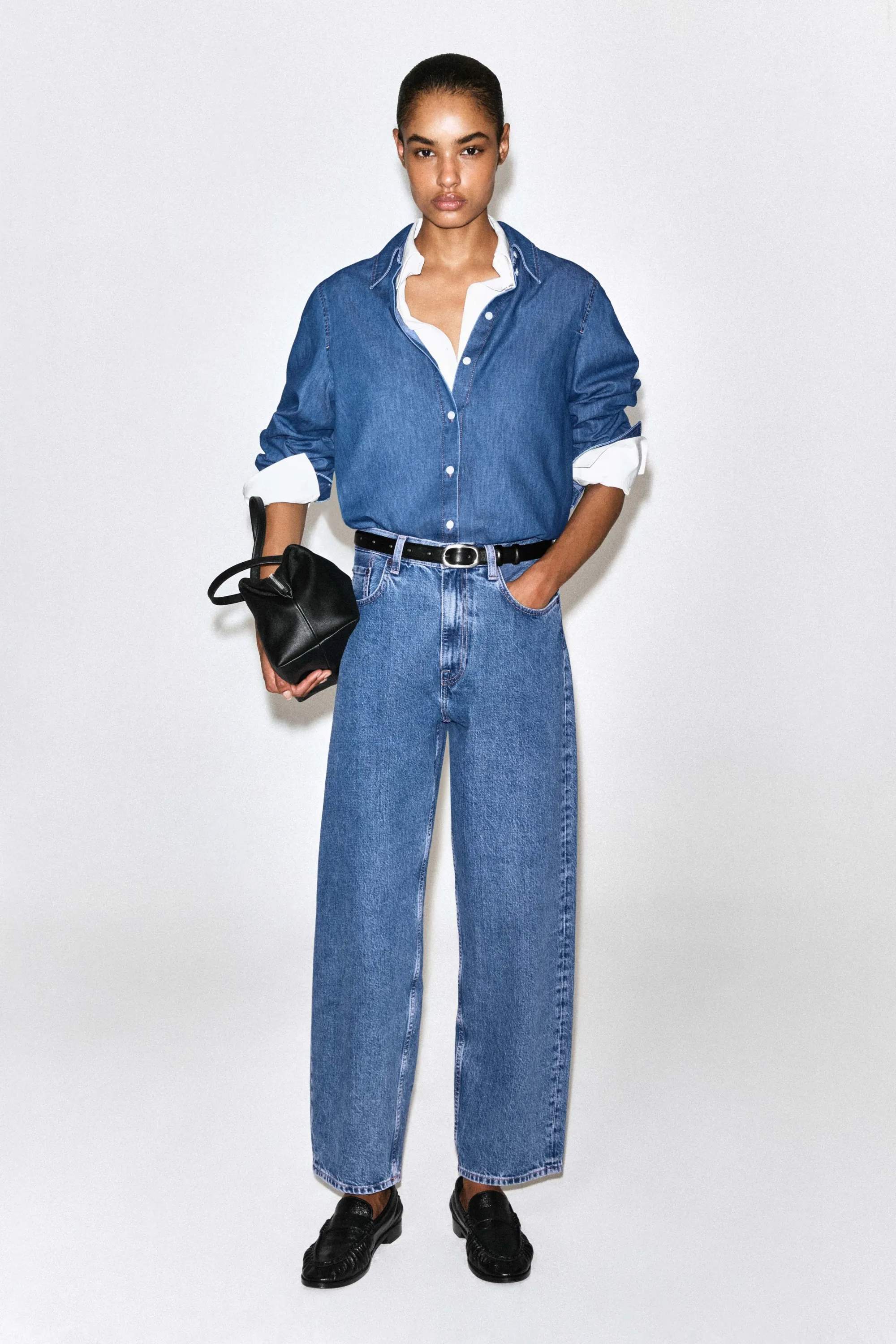 CHEMISE LONGUE EN DENIM - BLEU