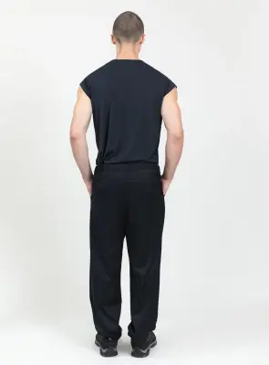 Pants with Deep Pleats in Navy Blue Serge — photo 3