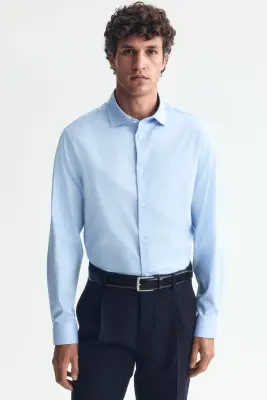 Chemise Slim Fit en coton - Bleu — photo 1