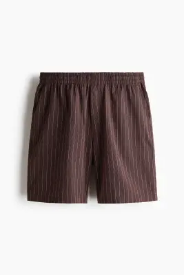 Ensemble chemise et short en lin mélangé - Marron foncé/blanc — photo 4