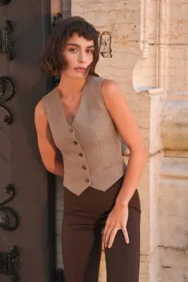 Leo Sleeveless Vest - Grey beige melange — photo 6
