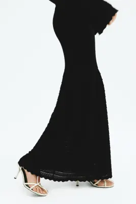 Jupe en maille texturée - Noir — photo 3