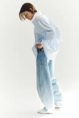 Baggy Barrel Regular Waist Jeans - Bleu denim clair — photo 2