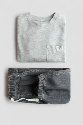 Ensemble 2 pièces T-shirt et pantalon jogger - Gris — photo 2