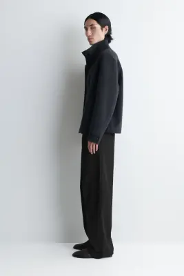 VESTE À COL CHEMINÉE EN LAINE DOUBLE FACE - GRIS ANTHRACITE CHINÉ — photo 3