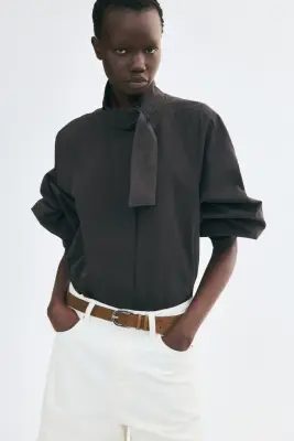 Veste oversize en twill - Marron foncé — photo 2