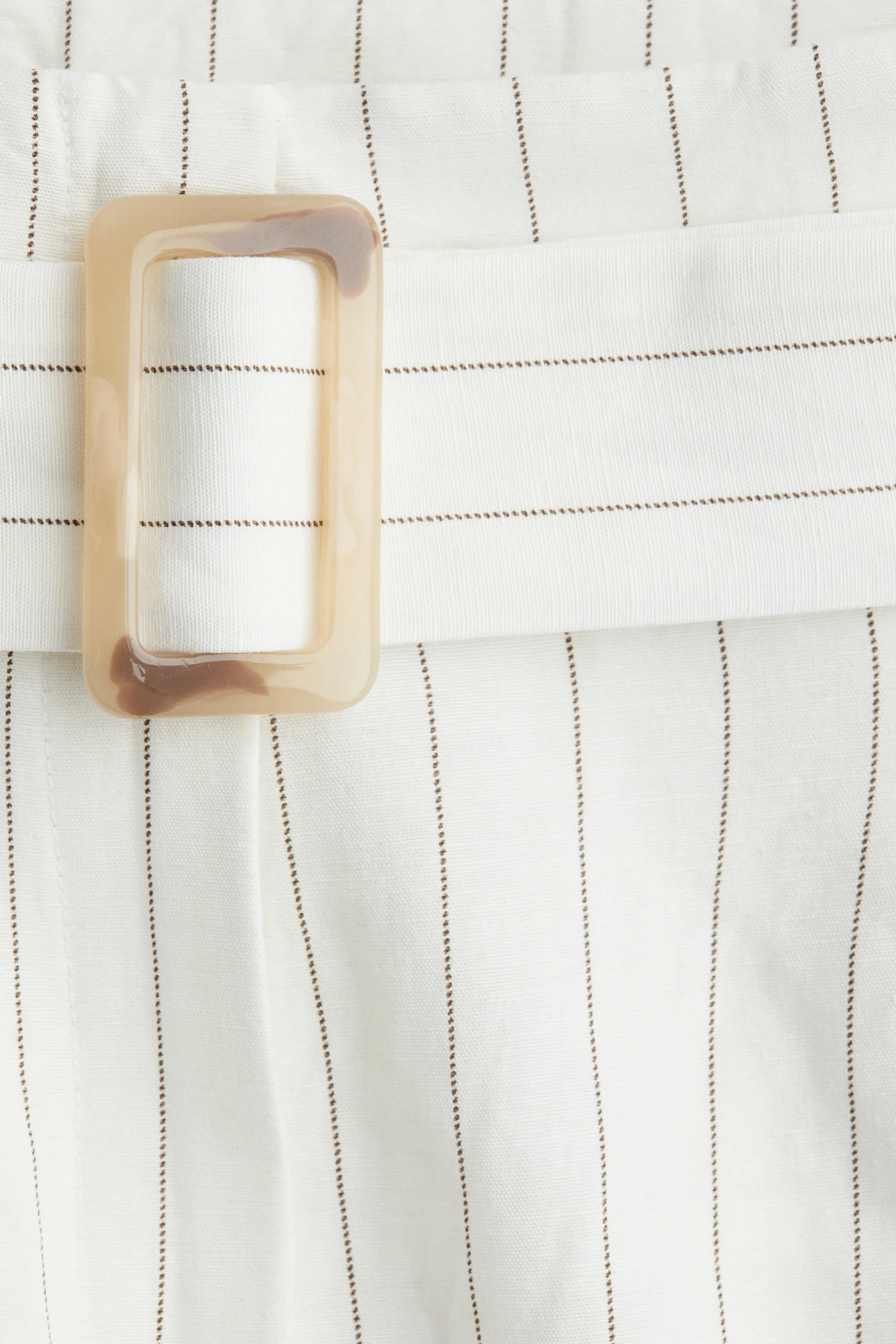 Pantalon en lin mélangé avec ceinture - Blanc/rayures tennis