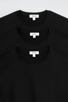 LOT DE 3 T-SHIRTS À COL ROND EN COTON - NOIR — photo 4