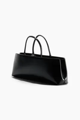 Sac à main allongé en tissu enduit - Noir — photo 2