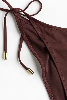 Bas de maillot Tanga à nouer - Marron foncé — photo 4