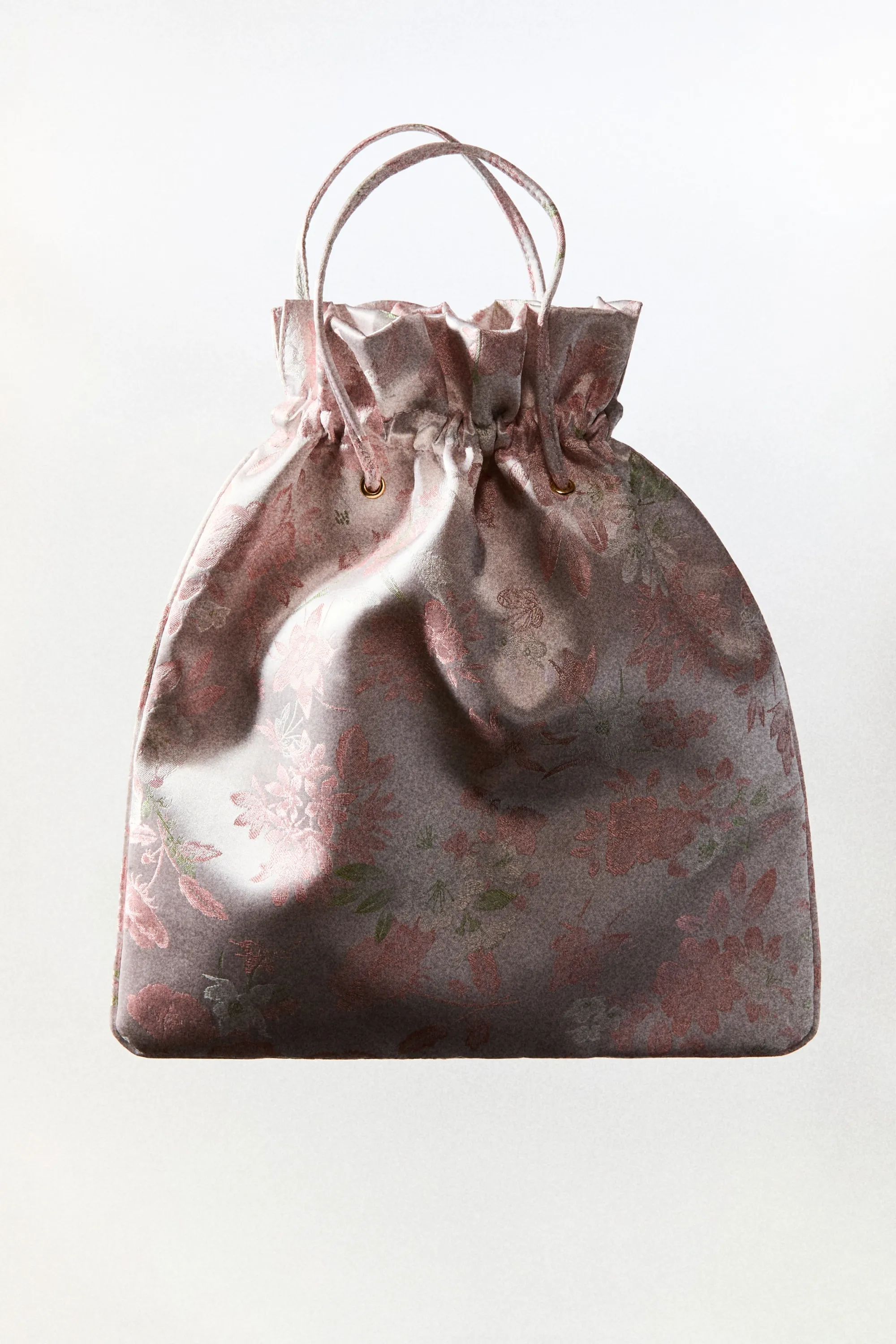 Petit sac seau - Gris clair/fleuri