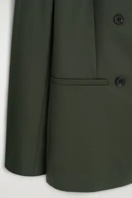 BLAZER CROISÉ EN LAINE MÉLANGÉE - KAKI — photo 3