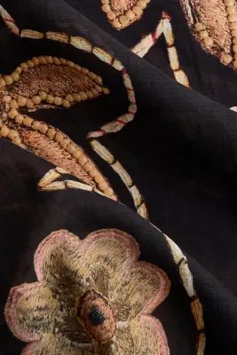 Floral-print tie-detail kaftan dress - Noir/fleuri — photo 3