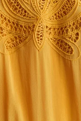 Robe à étages brodée - Jaune foncé — photo 3