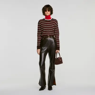 Pantalon en cuir effet vieilli