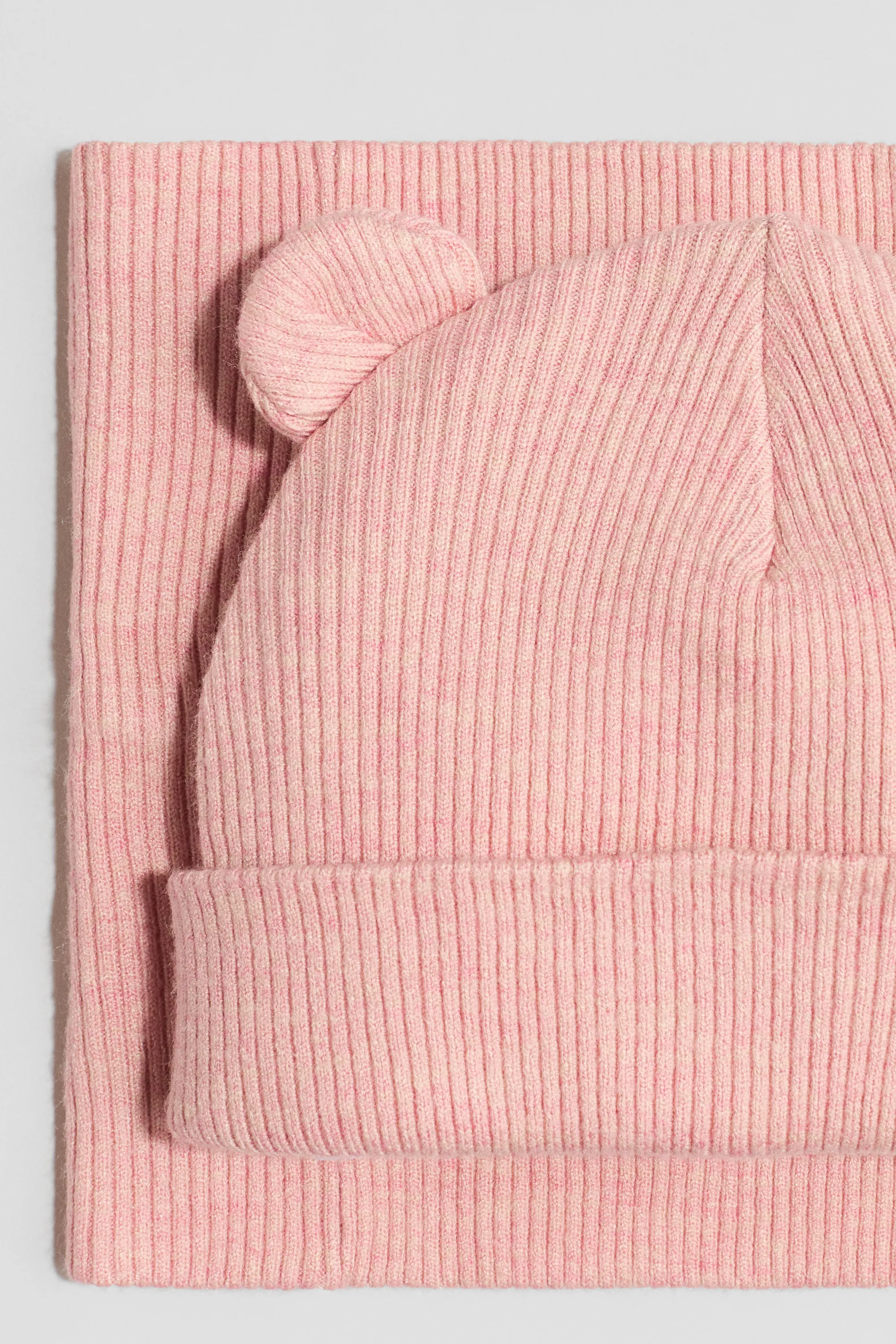 Ensemble 2 pièces bonnet et écharpe - Rose clair
