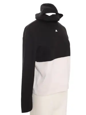 Pull à capuche en laine bi-color noir et blanc Prix boutique 700€ Taille S — photo 2