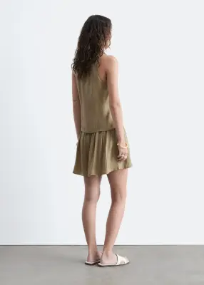 Short ample rayé en satin - Beige foncé — photo 5