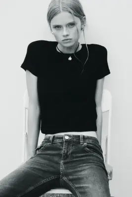 Flared Low Waist Jeans - Bleu denim foncé — photo 1