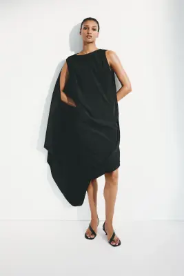Robe midi à effet drapé - Noir — photo 2