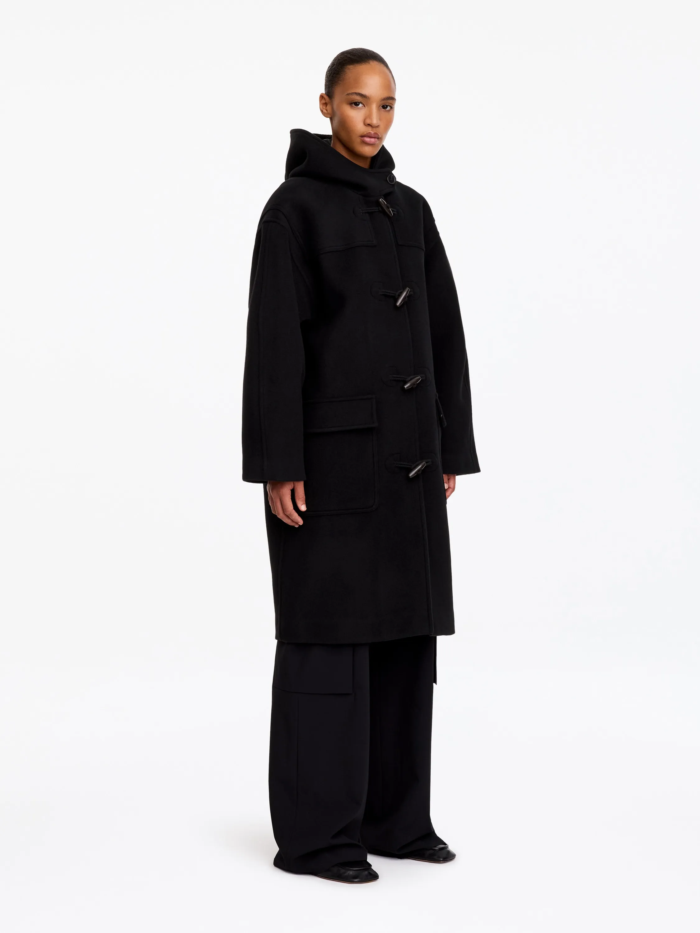 Duffle-coat en laine mélangée - Noir