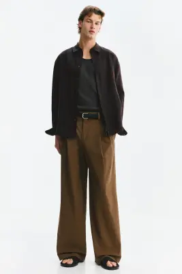 Chemise Relaxed Fit en lin - Marron foncé — photo 2