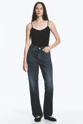 Jean droit standard taille très haute Rowe - Angel Blue - Bleu foncé — photo 2
