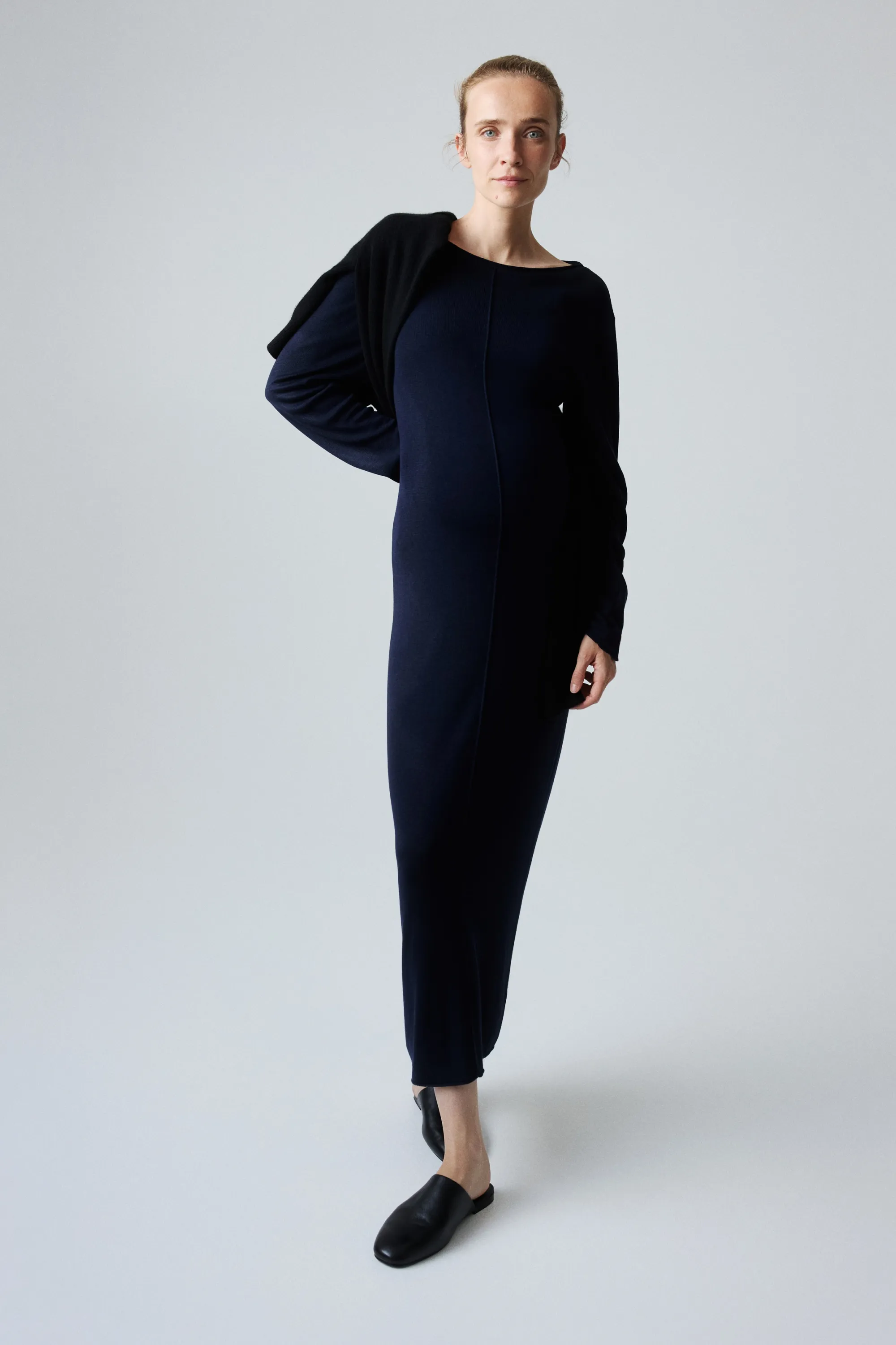 MAMA Robe en maille fine - Bleu marine