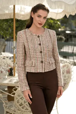 Leontine Tweed Jacket - Black white gold — photo 8