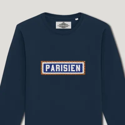 SWEAT-SHIRT COTON BIO BRODÉ - PARISIEN - NAVY — photo 2