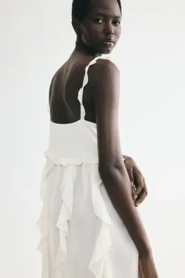Robe volantée avec dentelle - Crème — photo 3