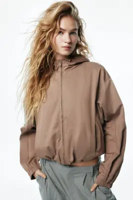 Veste coupe-vent à capuche - Beige — photo 2