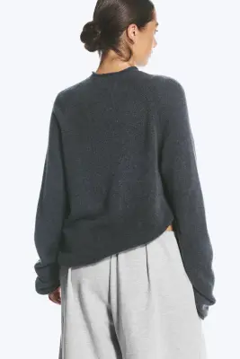 Pull ample en laine mélangée - Gris foncé — photo 3