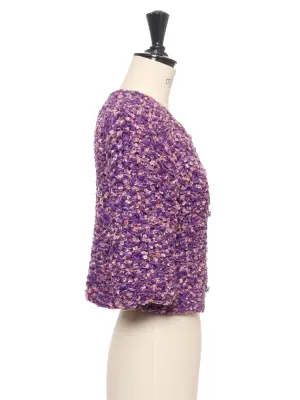 Veste gilet par LESAGE en soie violet et rose Eté 2022 Prix boutique 4000€ Taille 36 — photo 4