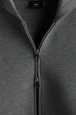 Veste à capuche zippée Oversized Fit en scuba - Gris foncé chiné — photo 5