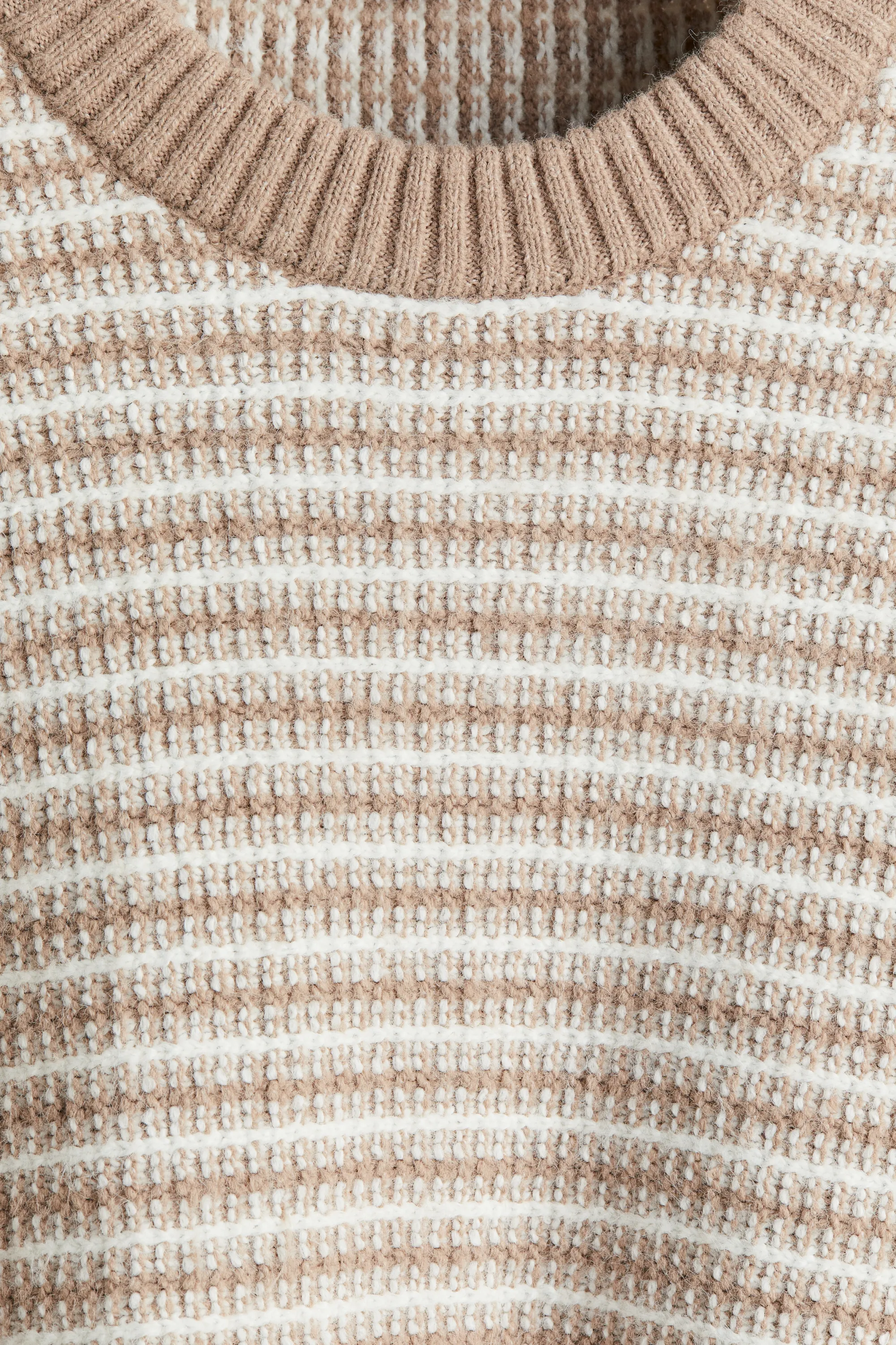 Pull Regular Fit en maille jacquard - Beige/rayé