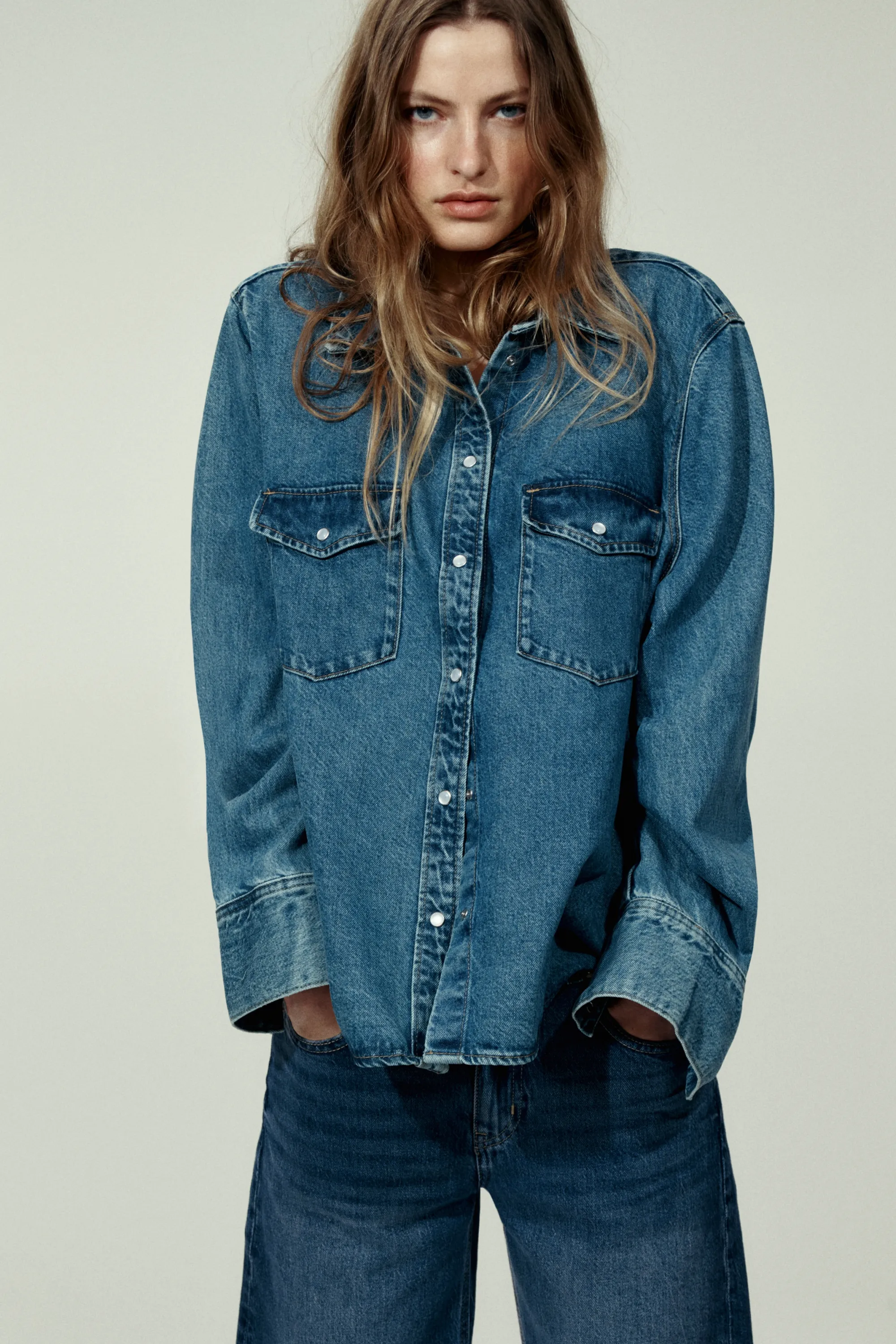 Wide High Waist Jeans - Bleu denim foncé
