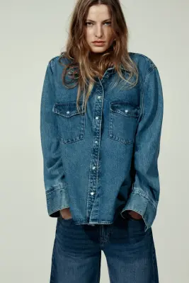 Wide High Waist Jeans - Bleu denim foncé — photo 1