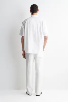 PANTALON FUSEAU DÉCONTRACTÉ EN DENIM À CHEVRONS - BLANC — photo 3