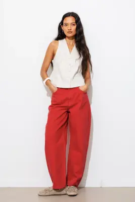 Pantalon barrel en toile Femme — photo 5