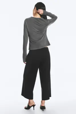 Cardigan ajusté en jersey - Gris foncé délavé — photo 2
