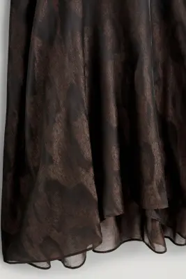 JUPE MIDI EN JACQUARD À OURLET MOUCHOIR - BRUN / MOTIF ANIMALIER — photo 5