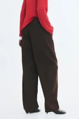 Pantalon barrel en coton - Marron foncé — photo 3