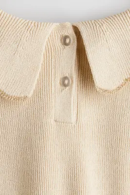 Robe en maille de coton côtelée - Beige clair — photo 1